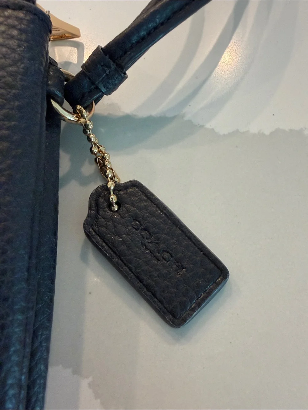 Coach Black Leather Zip Wristlet with Gold Logo - Picture 5 of 10